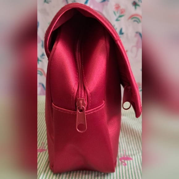 Vintage Christian Dior Large Metallic Red Cosmetic Makeup Beauty Case Pouch Bag - Picture 5 of 9